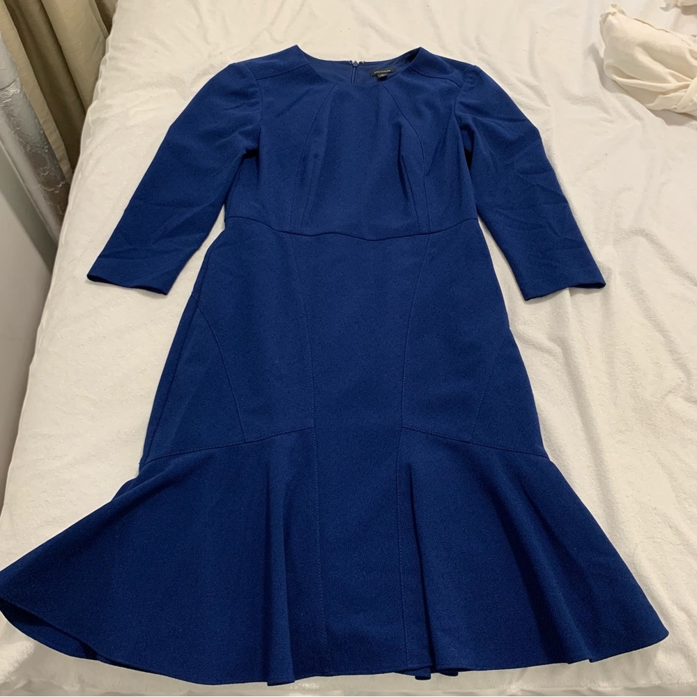 Ann Taylor Peplum Royal Blue Dress, size 0